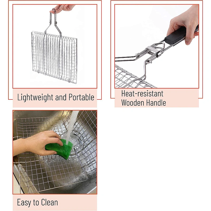 Stainless Steel Fish Grill Baskets for Outdoor Grill Vegetable Grill Basket